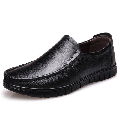 New Men's Genuine Leather Shoes Brand Father Casual Leather Anti slip Black Middle aged Man Cow Leather Shoes