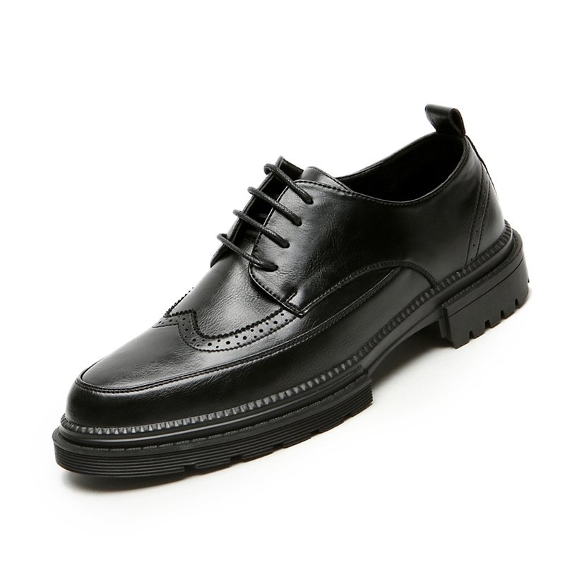 Men's Business Casual Leather Shoes Lace up Breathable PU Leather Shoes Mens Trend Brock Carved British Shoes Men Oxfords