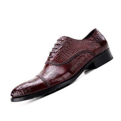 New Arrivals Crocodile Business Dress Shoes Men Pointed Toe Genuine Leather Lace Up Formal Wear Oxford Shoes for Man