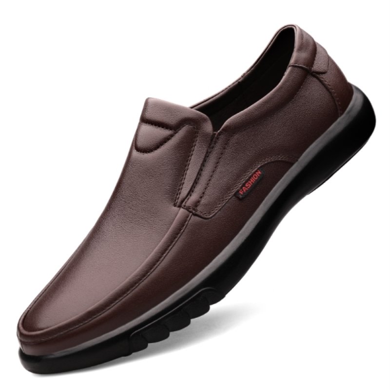 Men's Rubber Thick Bottom Non slip Driving Shoes Luxury Genuine Leather Men's Casual Shoes Comfortable Soft Slip On Men's Shoes