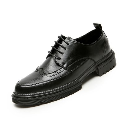 Men's Business Casual Leather Shoes Lace up Breathable PU Leather Shoes Mens Trend Brock Carved British Shoes Men Oxfords