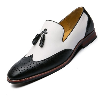 Luxury Brand PU Leather Fashion Men Business Dress Loafers Pointy Black Shoes Party Flats Oxford Breathable Formal Wedding Shoes